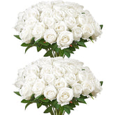 60 White Roses Simulation Bouquet, Perfect for Christmas Home Wedding Decoration